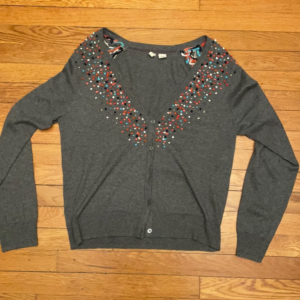 Moth Grey Cardigan with Confetti Dots